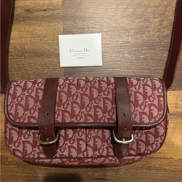 Dior Burgundy Monogram Crossbody Satchel Messenger Bag - Picture 2 of 16